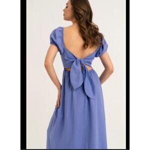 New NWT LA Relaxed Young‎ Sundress Cotton Linen Blend Bluebell Dress Large